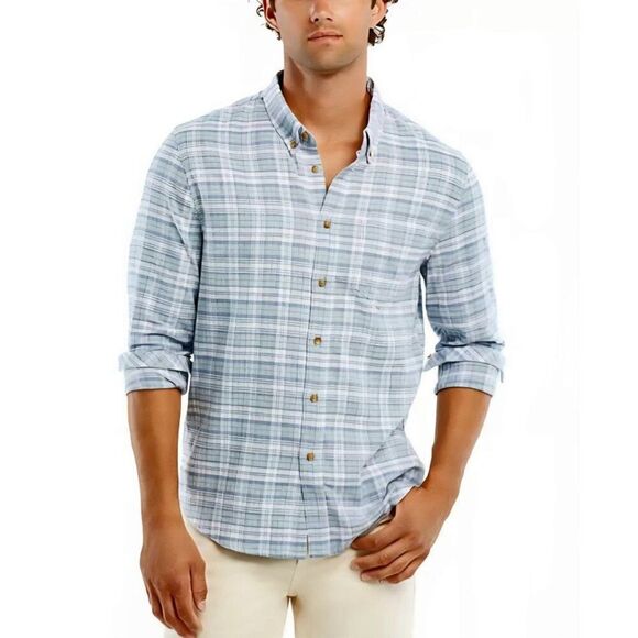 Rails - XL Reid Mens Long Sleeve Plaid Soft Stretch Shirt Sage Glass White $148
